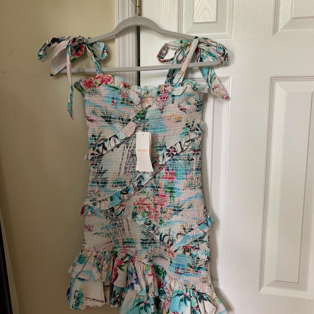 Rococo Sand Sunset Smocked Mini Dress
